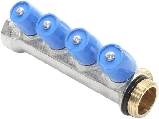 Коллектор регулирующий проходной 4 отвода синий ¾"в/н x ½"н General Fittings 6200E7N1004B4A