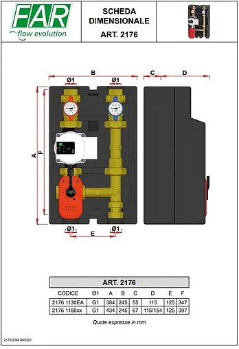 Насосный модуль с 3-х ходовым смесительным клапаном 1&quot;в х 1&quot;в Far FA 2176 1180RU без насоса