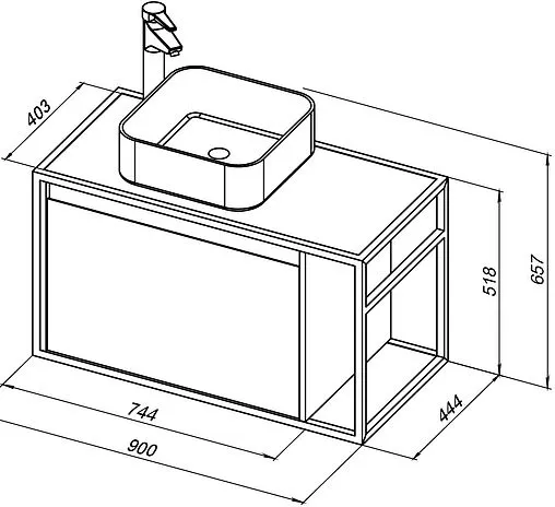 Тумба-умывальник подвесная Aquanet Nova Lite LOFT 90 L белый глянец 00261652+