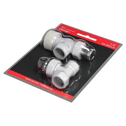 Комплект вентилей терморегулирующих осевых ½&quot; в/н Royal Thermo Design белый RATVDO11212WH