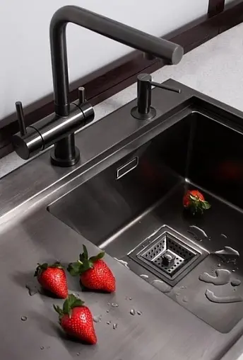 Мойка кухонная Omoikiri Akisame 65-GM-R вороненая сталь 4973098