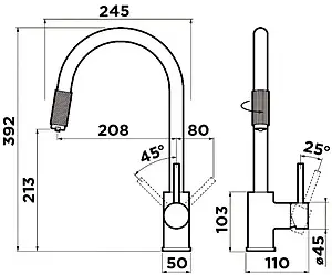 Смеситель для кухни с подключением к фильтру Omoikiri Tamura-BN нержавеющая сталь 4994334, 2