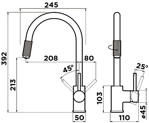 Смеситель для кухни с подключением к фильтру Omoikiri Tamura-BN нержавеющая сталь 4994334
