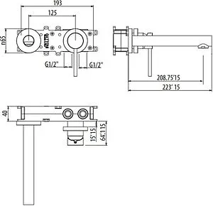 Смеситель для раковины из стены Gattoni Circle One хром 9035/90C0, 2