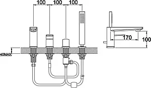 Смеситель на борт ванны на 4 отверстия BelBagno Carin хром CAR-VIM4-CRM, 2