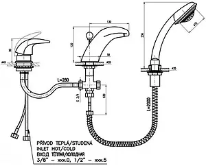 Смеситель на борт ванны на 3 отверстия Rav Slezak Kongo хром K071.5S Смеситель на борт ванны на 3 отверстия Rav Slezak Kongo хром K071.5S, 2