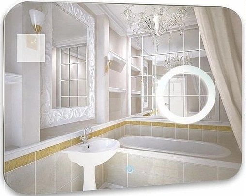 Зеркало с подсветкой Continent Fusion Led 100 с часами ЗЛП96