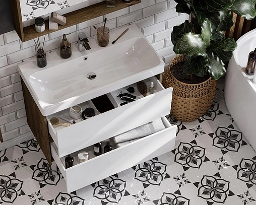 Тумба-умывальник Aquaton Сканди 90 белый/дуб рустикальный 1A2519K0SDZ90