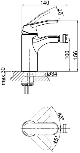 Смеситель для биде D&amp;K Venice Rialto хром DA1062201