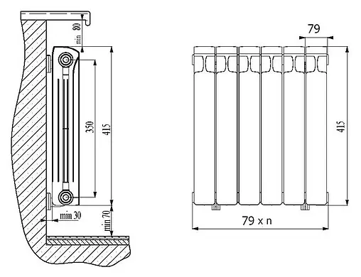 Радиатор биметаллический 4 секции Rifar Base 350 RB35004