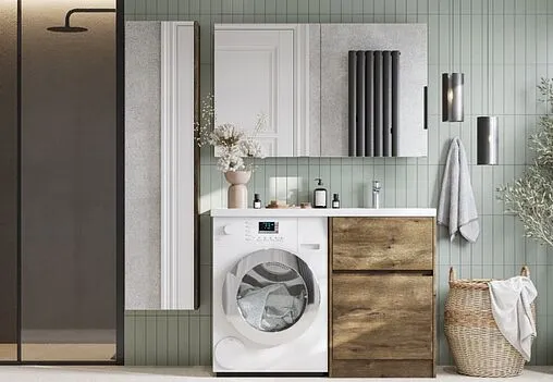 Тумба-умывальник напольная над стиральной машиной Aquaton Лондри 120 R дуб рустикальный 1A2669K1LHDR0+