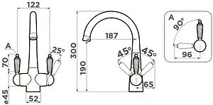 Смеситель для кухни с подключением к фильтру Omoikiri Okinawa-2-G золото 4994253 Смеситель для кухни с подключением к фильтру Omoikiri Okinawa-2-G золото 4994253, 2