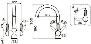 Смеситель для кухни с подключением к фильтру Omoikiri Okinawa-SI античное серебро/чёрный кристалл 4994057 Смеситель для кухни с подключением к фильтру Omoikiri Okinawa-SI античное серебро/чёрный кристалл 4994057, 2