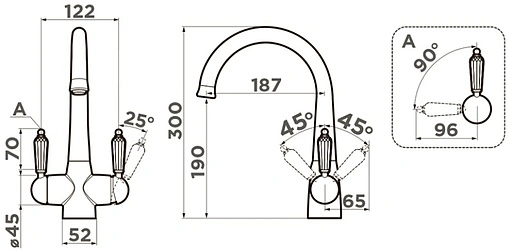Смеситель для кухни с подключением к фильтру Omoikiri Okinawa-2-G золото 4994253 Смеситель для кухни с подключением к фильтру Omoikiri Okinawa-2-G золото 4994253