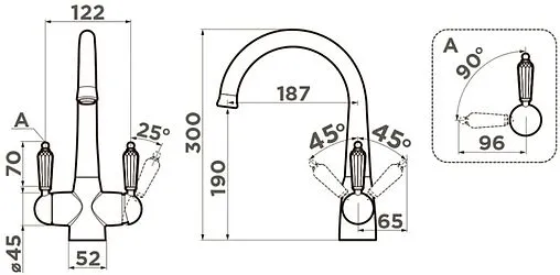 Смеситель для кухни с подключением к фильтру Omoikiri Okinawa-G золото/Swarovski 4994016 Смеситель для кухни с подключением к фильтру Omoikiri Okinawa-G золото/Swarovski 4994016