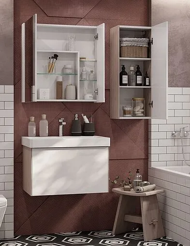 Шкаф-зеркало Aquaton Асти 50 R белый глянец 1A263302AX010