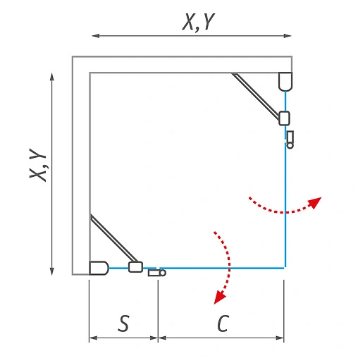 Душевое ограждение 800x800мм прозрачное стекло Roltechnik Hitech Line HBO1+HBO⅛00*800 284-8000000-06-02+284-8000000-06-02