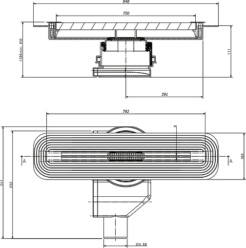 Лоток душевой Set 750мм h=72мм 0.8л/сек Pestan Confluo Slim Line 750 13100034 Лоток душевой Set 750мм h=72мм 0.8л/сек Pestan Confluo Slim Line 750 13100034