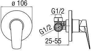 Смеситель для душа скрытого монтажа Nobili Sky хром SY97108CR Смеситель для душа скрытого монтажа Nobili Sky хром SY97108CR, 2