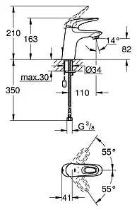 Смеситель для раковины Grohe Eurostyle New хром 33557003 Смеситель для раковины Grohe Eurostyle New хром 33557003, 2