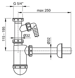 Сифон бутылочный для раковины AlcaPlast белый A430P, 2