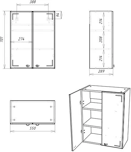 Шкаф двухстворчатый Айсберг Классик 02-55 белый DA1146HR