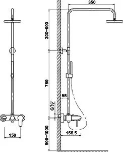 Душевая система со смесителем для ванны Timo Supra хром SX-110 chrome, 2