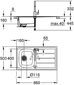 Мойка кухонная со смесителем Grohe K200-86 хром 31562SD0 Мойка кухонная со смесителем Grohe K200-86 хром 31562SD0, 2