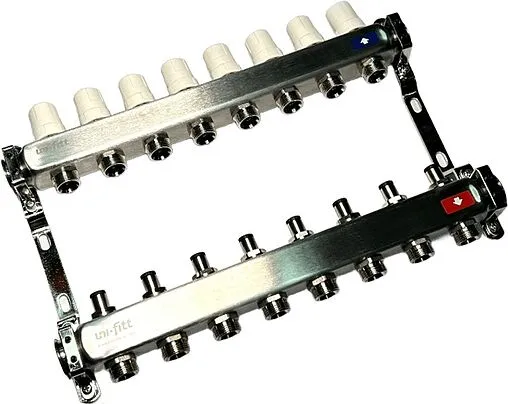 Группа коллекторная без расходомеров 8 отводов 1&quot;в/в x ¾&quot;ек Uni-fitt OPTIMAL 451B4308.RU