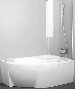 Шторка на ванну 1600мм прозрачное стекло Ravak Rosa CVSK1 160/170 R 7QRS0100Y1, 1