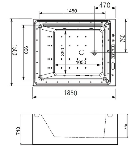 Ванна акриловая с гидромассажем Gemy 185x150 G9268 K