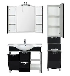 Шкаф-зеркало Aquanet Асти 105 белый/чёрный 178241, 4