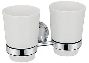 Стакан двойной Fixsen Best хром/белый FX-71607 Стакан двойной Fixsen Best хром/белый FX-71607, 1