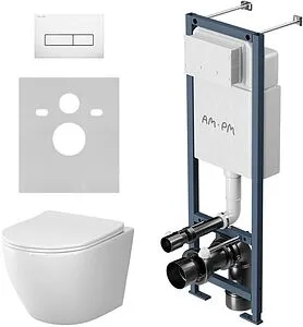 Комплект 6 в 1 Am.Pm Like Aquaspin IS110301.801900 с кнопкой белый глянцевый, 1