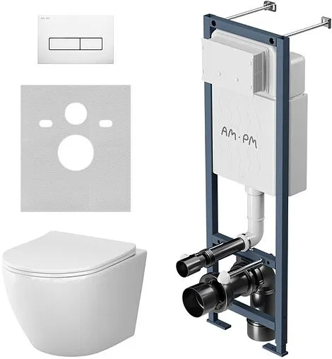 Комплект 6 в 1 Am.Pm Like Aquaspin IS110301.801900 с кнопкой белый глянцевый