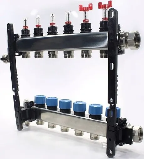 Группа коллекторная с расходомерами 6 отводов 1&quot;в/н x ¾&quot;ек Henco UFH-0605MDSS06