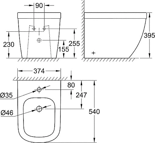 Биде напольное Grohe Euro Ceramic белый 39340000