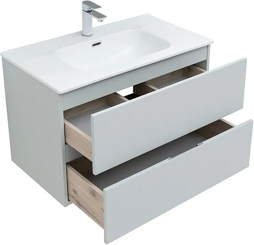 Тумба-умывальник подвесная Aquanet Алвита New 80 серый 00277516+00254364