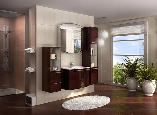 Шкаф-пенал подвесной с бельевой корзиной Aquaton Севилья 35 гранат 1A126603SE340