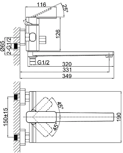 Смеситель для ванны с длинным изливом D&amp;K Rhein Altportel хром DA1333301