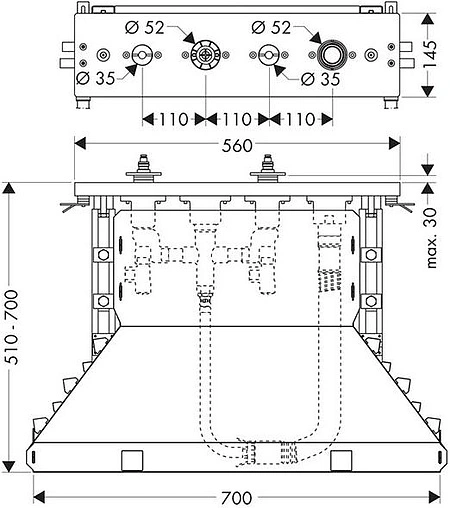 Скрытая часть смесителя на борт ванны Hansgrohe 14445180