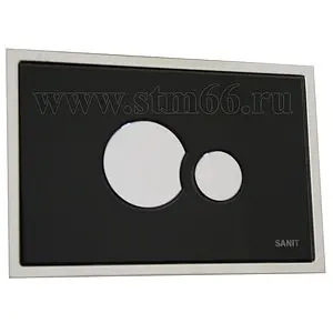 Клавиша смыва для унитаза Sanit SG706 16.721.81..0000 кнопки/хром глянцевый, панель/стекло черный, 1