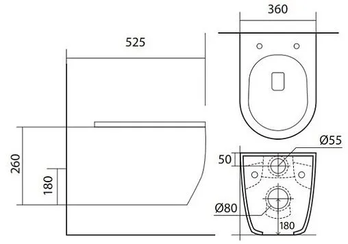 Унитаз подвесной безободковый Aquatek Европа New белый AQ1106L-00