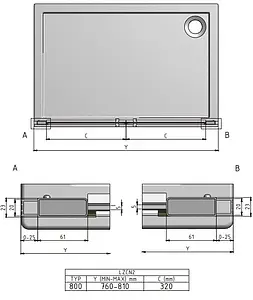 Дверь в нишу 800мм прозрачное стекло Roltechnik Lega Lift Line LZCN2/800 230-8000000-00-02, 2
