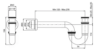 Сифон трубный для раковины VitrA Syphon хром A45117 Сифон трубный для раковины VitrA Syphon хром A45117, 2