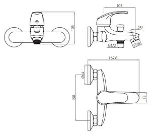 Смеситель для ванны Damixa Palace One хром 411000000 Смеситель для ванны Damixa Palace One хром 411000000, 2