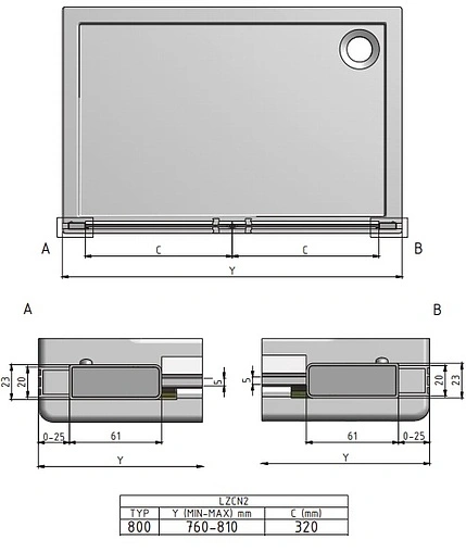 Дверь в нишу 800мм прозрачное стекло Roltechnik Lega Lift Line LZCN2/800 230-8000000-00-02
