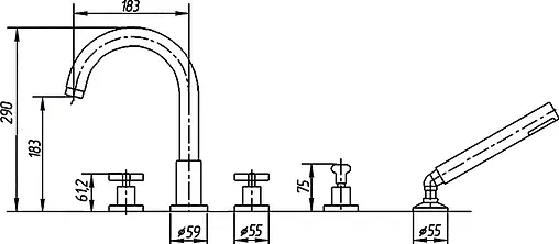 Смеситель на борт ванны на 5 отверстий Migliore Naxos хром ML.NAX-7680.Cr
