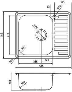 Мойка кухонная IDDIS Strit 58.5 L хром STR58PLi77K Мойка кухонная IDDIS Strit 58.5 L хром STR58PLi77K, 2