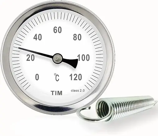 Термометр биметаллический накладной TIM 63мм 120°С от 1 до 2&quot; Y-63A-120
